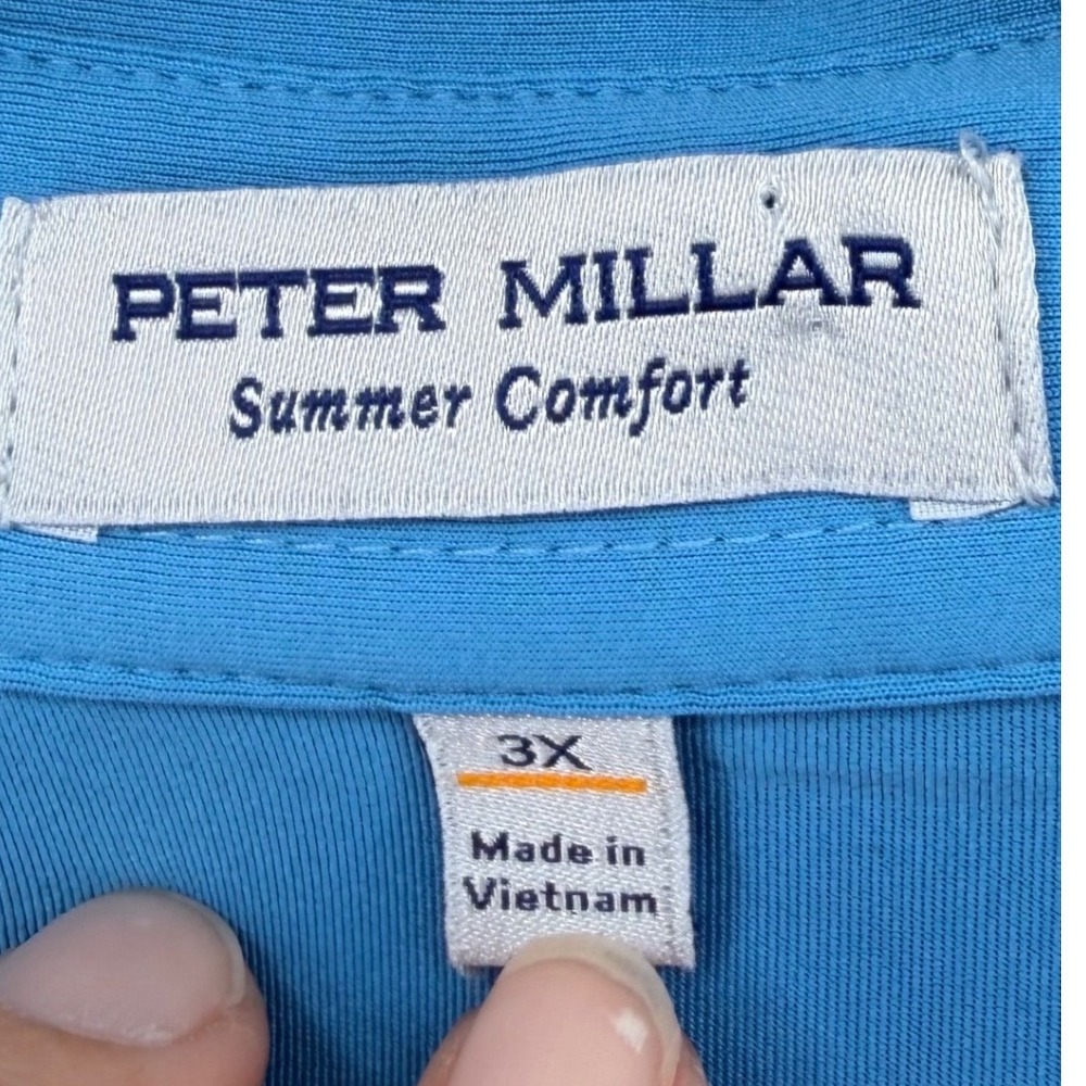 Peter Millar Summer Comfort Mens 3X Blue Performance Golf Polo Shirt Stretch - Picture 4 of 8